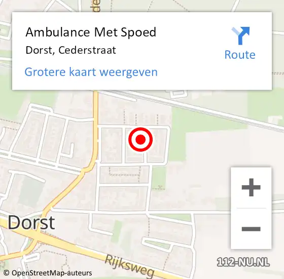 Locatie op kaart van de 112 melding: Ambulance Met Spoed Naar Dorst, Cederstraat op 26 januari 2014 18:49