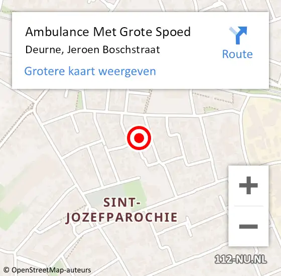 Locatie op kaart van de 112 melding: Ambulance Met Grote Spoed Naar Deurne, Jeroen Boschstraat op 11 juli 2017 18:06