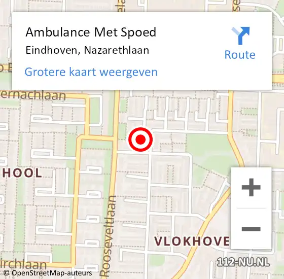 Locatie op kaart van de 112 melding: Ambulance Met Spoed Naar Eindhoven, Nazarethlaan op 11 juli 2017 19:00