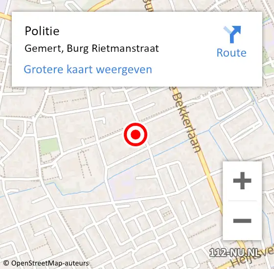 Locatie op kaart van de 112 melding: Politie Gemert, Burg Rietmanstraat op 11 juli 2017 19:19