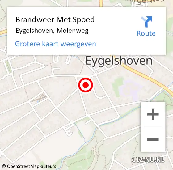 Locatie op kaart van de 112 melding: Brandweer Met Spoed Naar Eygelshoven, Molenweg op 11 juli 2017 19:59