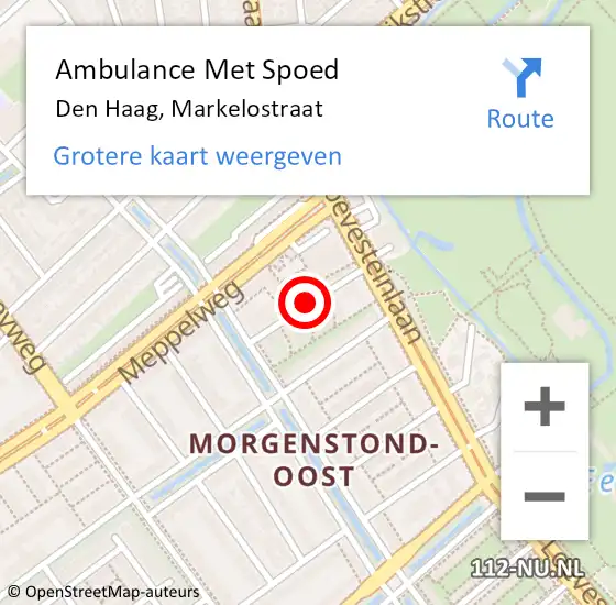 Locatie op kaart van de 112 melding: Ambulance Met Spoed Naar Den Haag, Markelostraat op 11 juli 2017 20:20