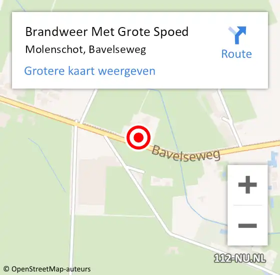 Locatie op kaart van de 112 melding: Brandweer Met Grote Spoed Naar Molenschot, Bavelseweg op 11 juli 2017 20:29