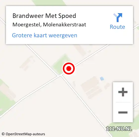 Locatie op kaart van de 112 melding: Brandweer Met Spoed Naar Moergestel, Molenakkerstraat op 11 juli 2017 21:19