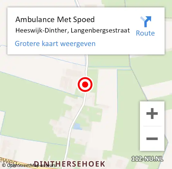 Locatie op kaart van de 112 melding: Ambulance Met Spoed Naar Heeswijk-Dinther, Langenbergsestraat op 11 juli 2017 21:34