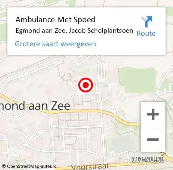 Locatie op kaart van de 112 melding: Ambulance Met Spoed Naar Egmond aan Zee, Jacob Scholplantsoen op 11 juli 2017 21:46