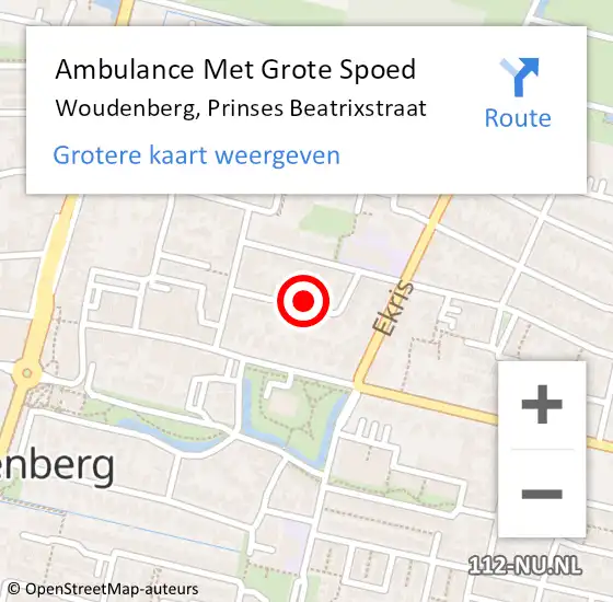 Locatie op kaart van de 112 melding: Ambulance Met Grote Spoed Naar Woudenberg, Prinses Beatrixstraat op 11 juli 2017 21:56