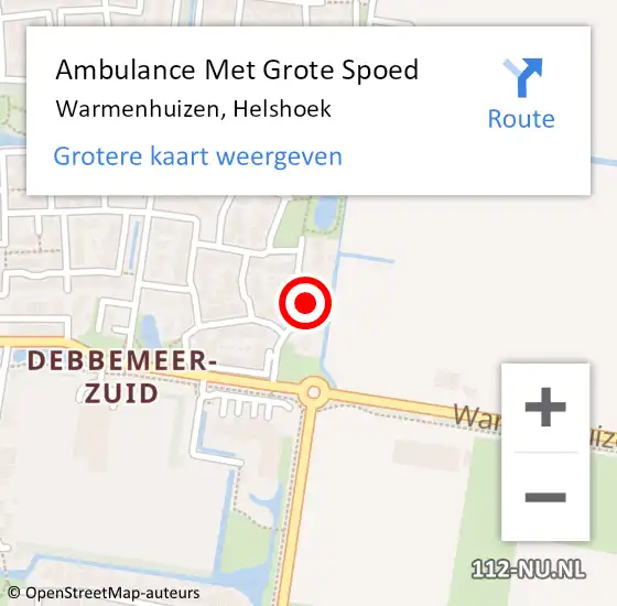 Locatie op kaart van de 112 melding: Ambulance Met Grote Spoed Naar Warmenhuizen, Helshoek op 11 juli 2017 23:07