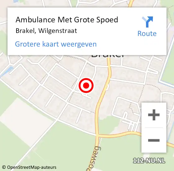 Locatie op kaart van de 112 melding: Ambulance Met Grote Spoed Naar Brakel, Wilgenstraat op 11 juli 2017 23:10