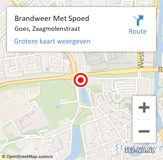 Locatie op kaart van de 112 melding: Brandweer Met Spoed Naar Goes, Zaagmolenstraat op 12 juli 2017 00:03