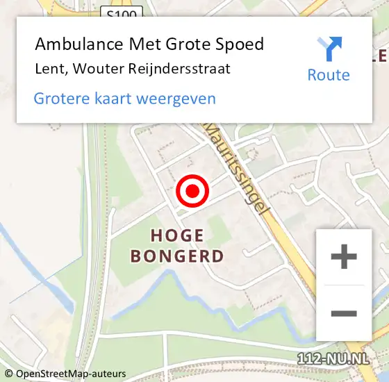 Locatie op kaart van de 112 melding: Ambulance Met Grote Spoed Naar Lent, Wouter Reijndersstraat op 12 juli 2017 01:31