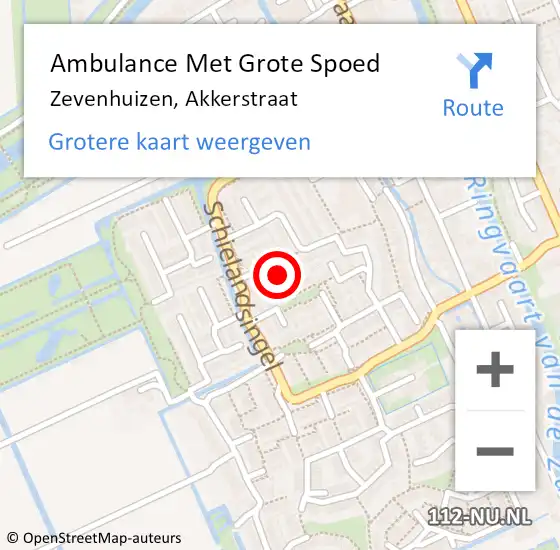 Locatie op kaart van de 112 melding: Ambulance Met Grote Spoed Naar Zevenhuizen, Akkerstraat op 12 juli 2017 01:37