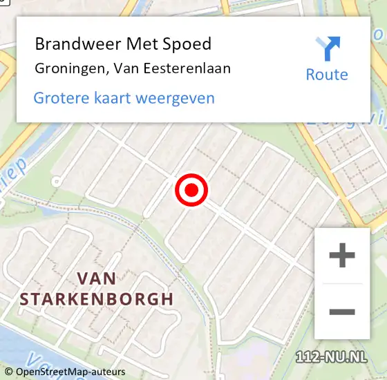 Locatie op kaart van de 112 melding: Brandweer Met Spoed Naar Groningen, Van Eesterenlaan op 12 juli 2017 01:40