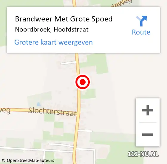Locatie op kaart van de 112 melding: Brandweer Met Grote Spoed Naar Noordbroek, Hoofdstraat op 12 juli 2017 03:59