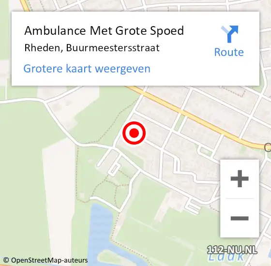 Locatie op kaart van de 112 melding: Ambulance Met Grote Spoed Naar Rheden, Buurmeestersstraat op 12 juli 2017 06:31