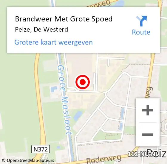 Locatie op kaart van de 112 melding: Brandweer Met Grote Spoed Naar Peize, De Westerd op 12 juli 2017 06:46