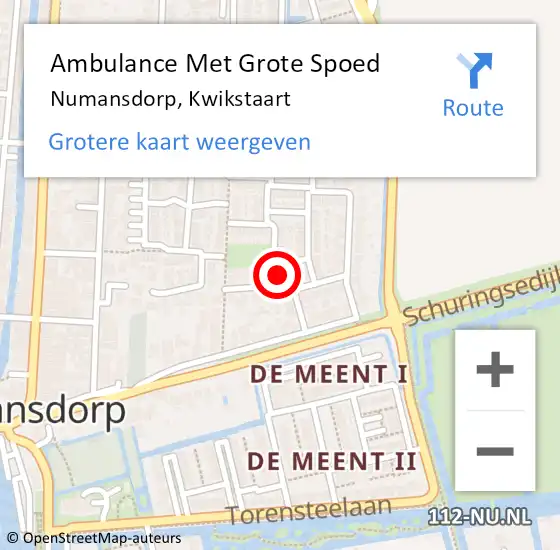 Locatie op kaart van de 112 melding: Ambulance Met Grote Spoed Naar Numansdorp, Kwikstaart op 12 juli 2017 06:51