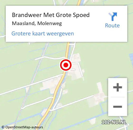 Locatie op kaart van de 112 melding: Brandweer Met Grote Spoed Naar Maasland, Molenweg op 12 juli 2017 07:14