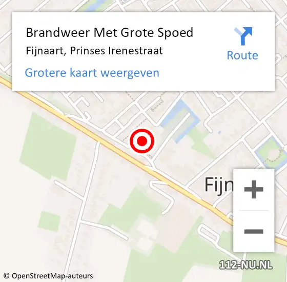 Locatie op kaart van de 112 melding: Brandweer Met Grote Spoed Naar Fijnaart, Prinses Irenestraat op 12 juli 2017 07:22