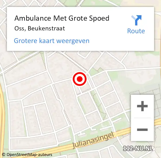 Locatie op kaart van de 112 melding: Ambulance Met Grote Spoed Naar Oss, Beukenstraat op 12 juli 2017 07:36