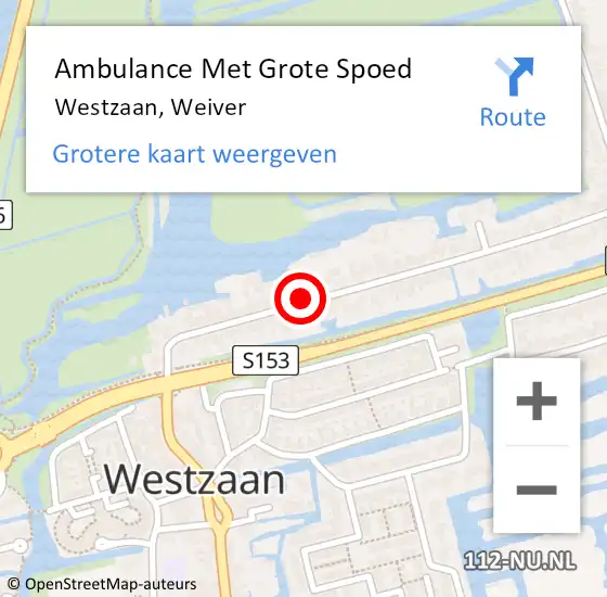 Locatie op kaart van de 112 melding: Ambulance Met Grote Spoed Naar Westzaan, Weiver op 12 juli 2017 09:06