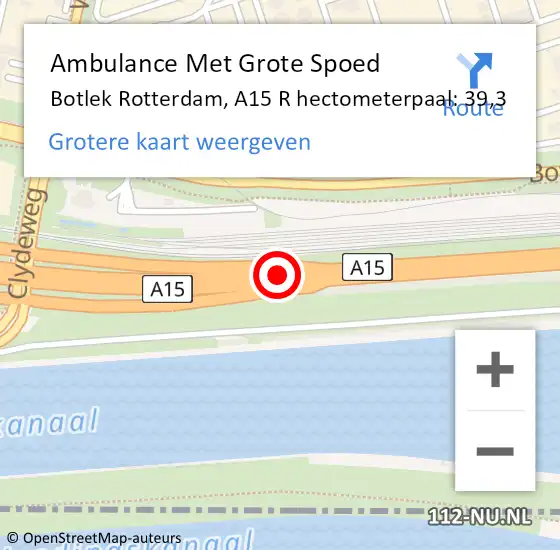 Locatie op kaart van de 112 melding: Ambulance Met Grote Spoed Naar Botlek Rotterdam, A15 R hectometerpaal: 41,7 op 12 juli 2017 09:11