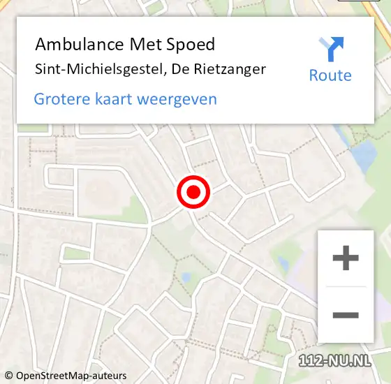 Locatie op kaart van de 112 melding: Ambulance Met Spoed Naar Sint-Michielsgestel, De Rietzanger op 12 juli 2017 09:58