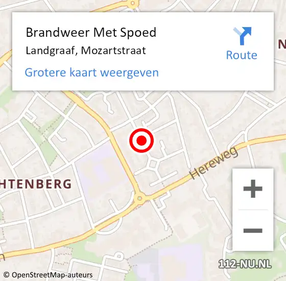 Locatie op kaart van de 112 melding: Brandweer Met Spoed Naar Landgraaf, Mozartstraat op 12 juli 2017 10:26