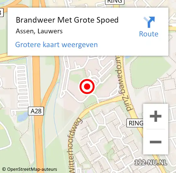 Locatie op kaart van de 112 melding: Brandweer Met Grote Spoed Naar Assen, Lauwers op 12 juli 2017 10:30