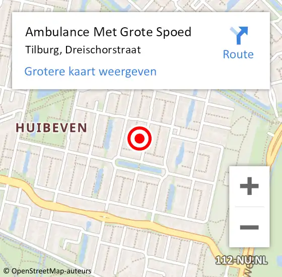 Locatie op kaart van de 112 melding: Ambulance Met Grote Spoed Naar Tilburg, Dreischorstraat op 12 juli 2017 11:11