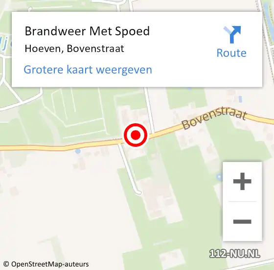 Locatie op kaart van de 112 melding: Brandweer Met Spoed Naar Hoeven, Bovenstraat op 12 juli 2017 12:08