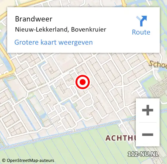 Locatie op kaart van de 112 melding: Brandweer Nieuw-Lekkerland, Bovenkruier op 12 juli 2017 12:37