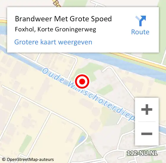 Locatie op kaart van de 112 melding: Brandweer Met Grote Spoed Naar Foxhol, Korte Groningerweg op 12 juli 2017 12:46