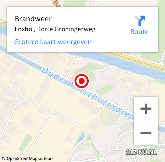 Locatie op kaart van de 112 melding: Brandweer Foxhol, Korte Groningerweg op 12 juli 2017 12:47