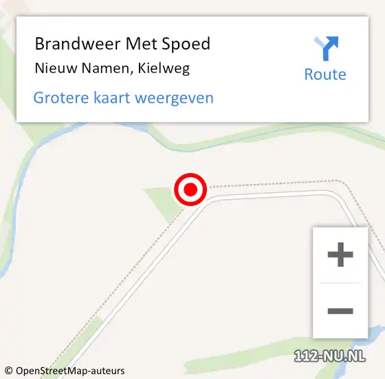 Locatie op kaart van de 112 melding: Brandweer Met Spoed Naar Nieuw Namen, Kielweg op 12 juli 2017 13:04