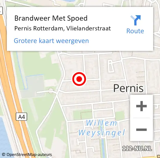 Locatie op kaart van de 112 melding: Brandweer Met Spoed Naar Pernis Rotterdam, Vlielanderstraat op 12 juli 2017 13:46