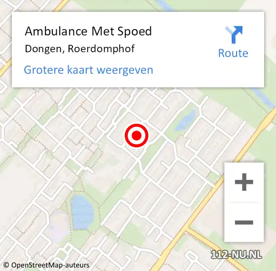 Locatie op kaart van de 112 melding: Ambulance Met Spoed Naar Dongen, Roerdomphof op 26 januari 2014 20:31