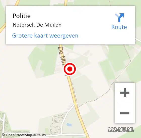 Locatie op kaart van de 112 melding: Politie Netersel, De Muilen op 12 juli 2017 13:57