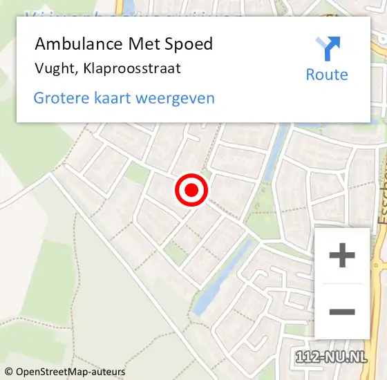 Locatie op kaart van de 112 melding: Ambulance Met Spoed Naar Vught, Klaproosstraat op 12 juli 2017 14:48