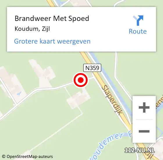 Locatie op kaart van de 112 melding: Brandweer Met Spoed Naar Koudum, Zijl op 12 juli 2017 14:51