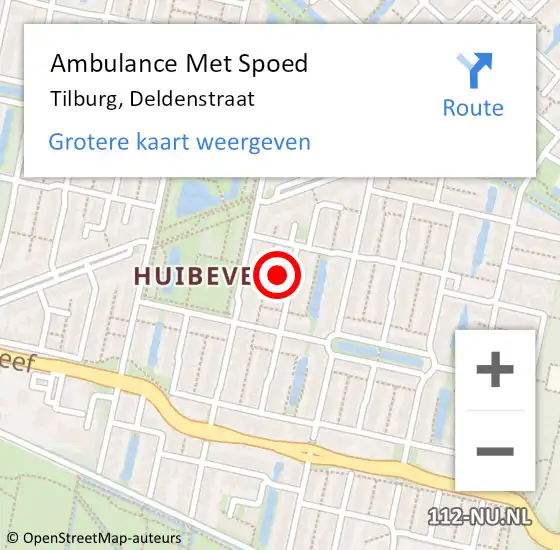 Locatie op kaart van de 112 melding: Ambulance Met Spoed Naar Tilburg, Deldenstraat op 12 juli 2017 14:57