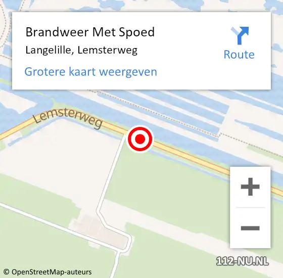 Locatie op kaart van de 112 melding: Brandweer Met Spoed Naar Langelille, Lemsterweg op 12 juli 2017 15:24