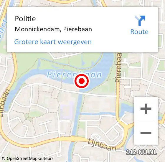 Locatie op kaart van de 112 melding: Politie Monnickendam, Pierebaan op 12 juli 2017 15:26
