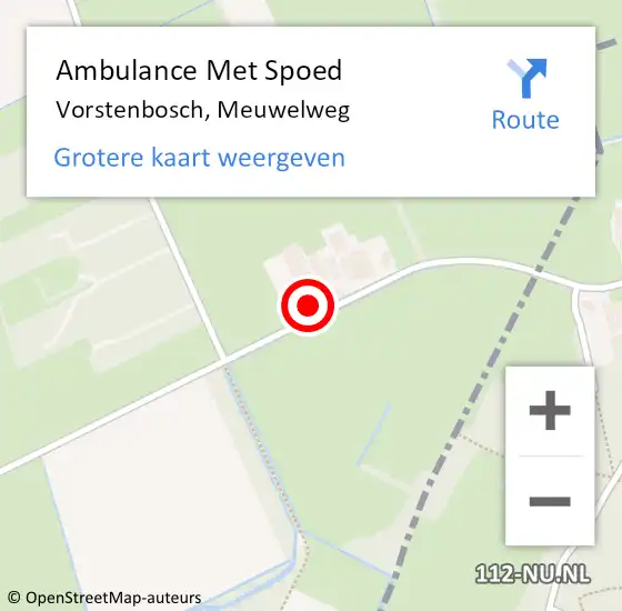 Locatie op kaart van de 112 melding: Ambulance Met Spoed Naar Vorstenbosch, Meuwelweg op 12 juli 2017 15:28