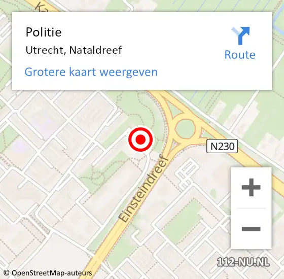 Locatie op kaart van de 112 melding: Politie Utrecht, Nataldreef op 12 juli 2017 16:02