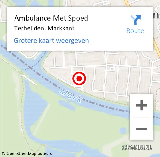 Locatie op kaart van de 112 melding: Ambulance Met Spoed Naar Terheijden, Markkant op 12 juli 2017 16:18