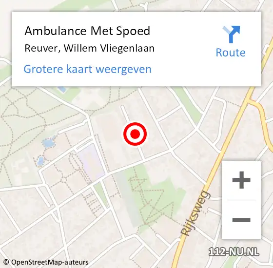 Locatie op kaart van de 112 melding: Ambulance Met Spoed Naar Reuver, Willem Vliegenlaan op 26 januari 2014 20:55