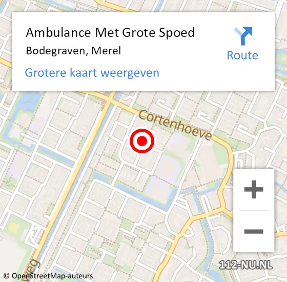 Locatie op kaart van de 112 melding: Ambulance Met Grote Spoed Naar Bodegraven, Merel op 12 juli 2017 17:38