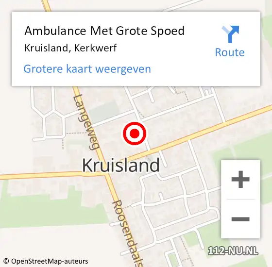 Locatie op kaart van de 112 melding: Ambulance Met Grote Spoed Naar Kruisland, Kerkwerf op 12 juli 2017 18:49