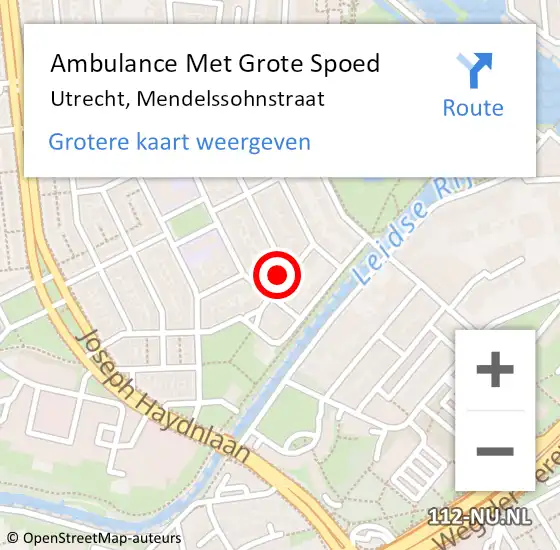 Locatie op kaart van de 112 melding: Ambulance Met Grote Spoed Naar Utrecht, Mendelssohnstraat op 12 juli 2017 19:13